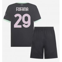 Camisa de Futebol AC Milan Youssouf Fofana #29 Equipamento Alternativo Infantil 2024-25 Manga Curta (+ Calças curtas)